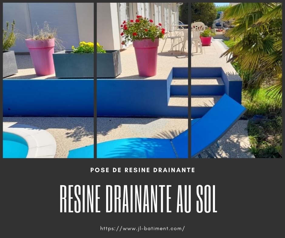 Plage de-piscine en resine drainante 77