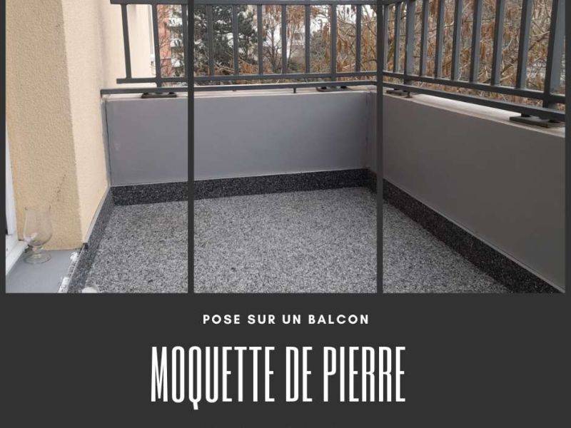 Installation moquette de pierre sur balcon